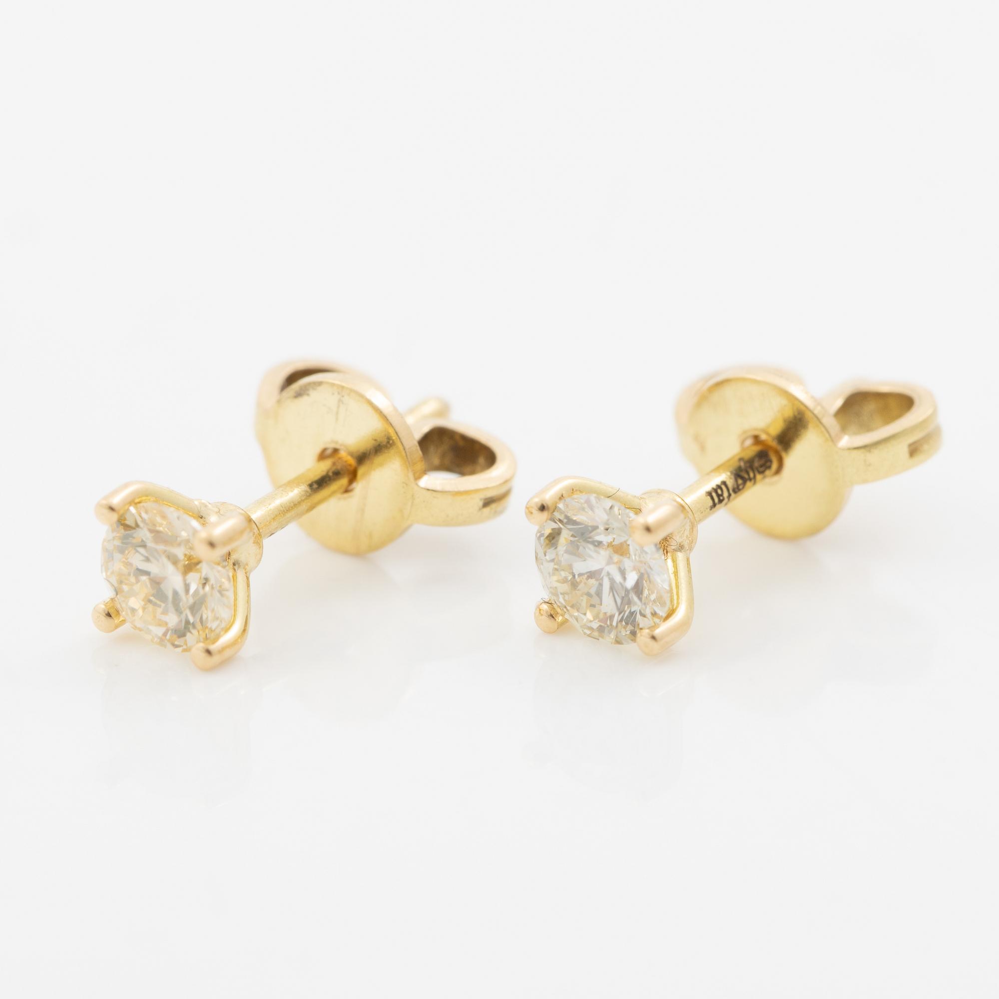 Earrings 18K gold with brilliant-cut diamonds.