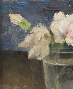 Helene Schjerfbeck, Carnations in a Glass of Water.