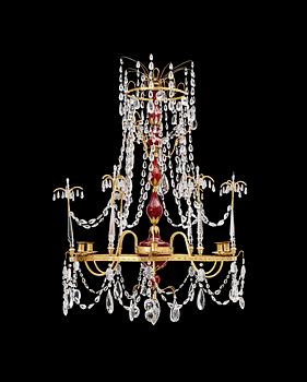 1262. A six-light chandelier by Fischer, St Petersburg 1797. Signed "FECIT I A S FISCHER ST PETERSBURG 1797".