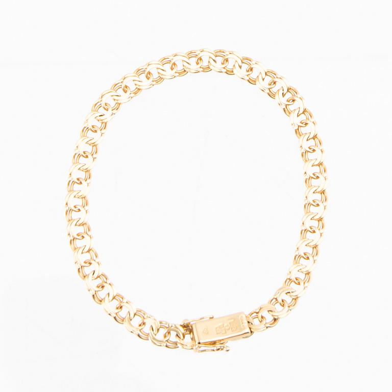 Bracelet, 18K gold, T Berghman Stockholm 1960, textured curb link.