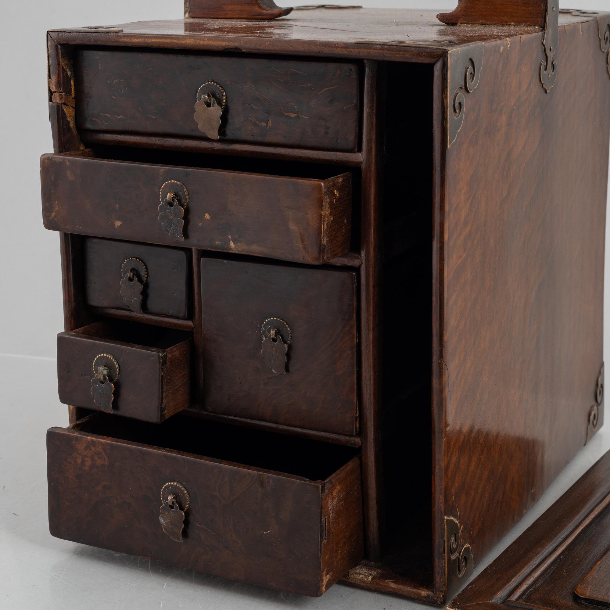 A Chinese/Southeast Asian hardwood box, 20th century.