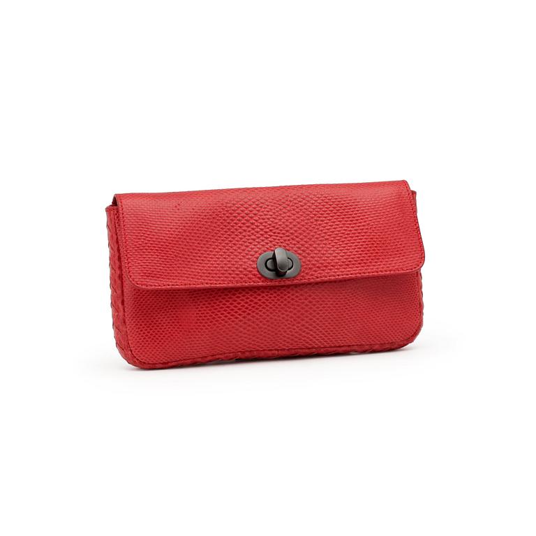 BOTTEGA VENETA, a leather clutch/wallet in the colour "Fever".