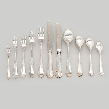 An 86-piece set of 'Chippendale' silver cutlery, Kultakeskus Hämeenlinna.