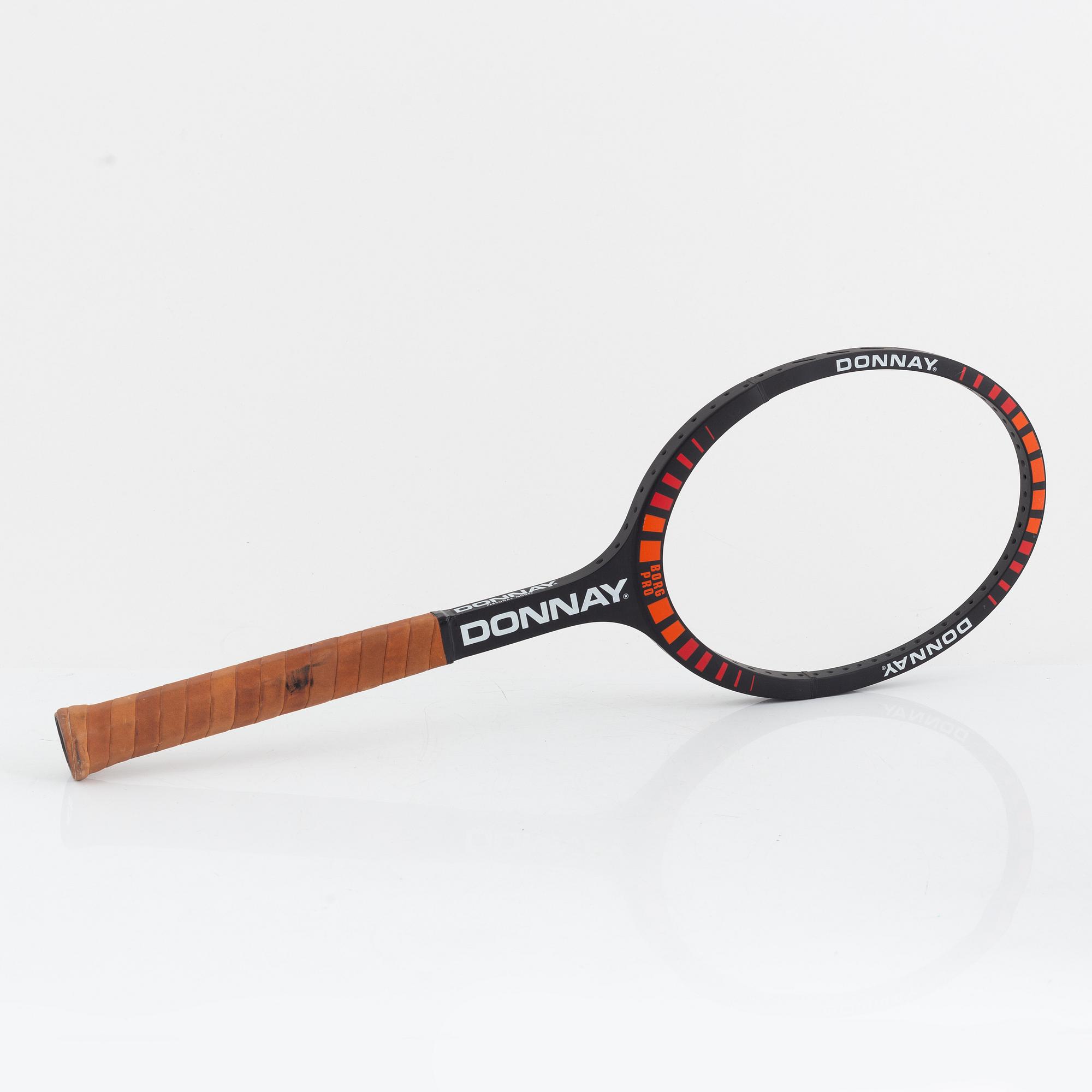 Three tennis rackets, Donnay Borg Pro. Specially made for Björn Borg, Lennar Bergelin, Mariana Simionescu.