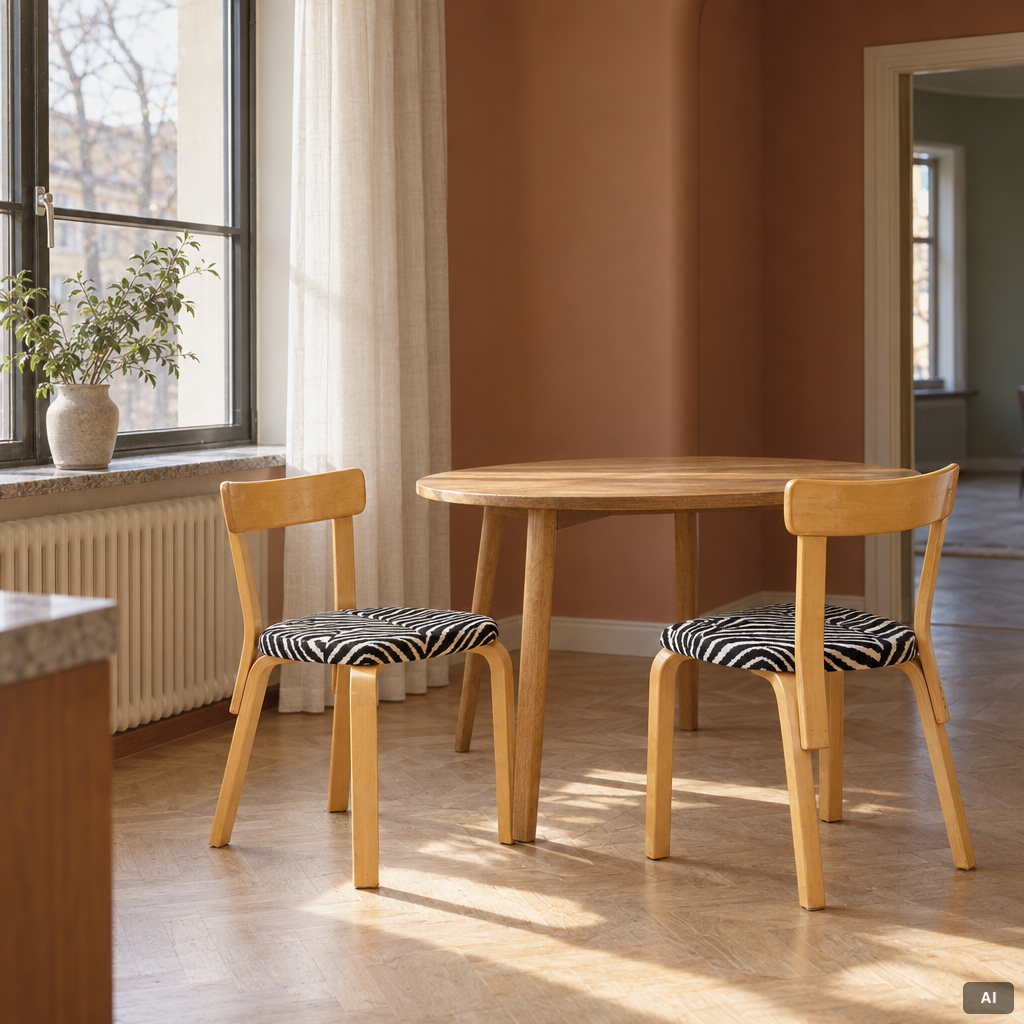 Alvar Aalto, stolar, ett par, modell 69, Artek, Finland, 1900-talets andra hälft.