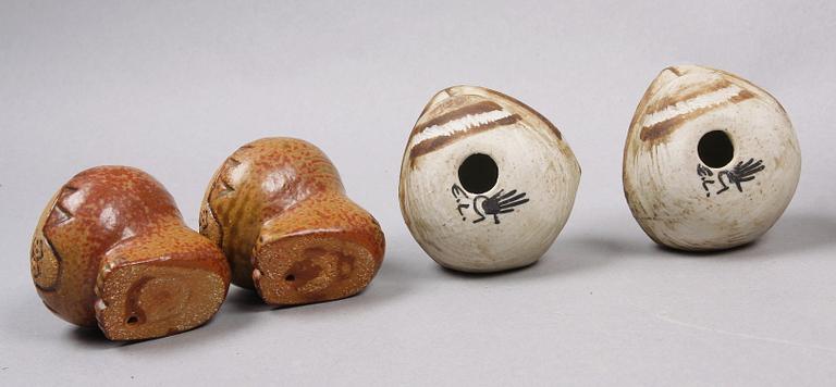 PARTI FIGURINER, 8 st, stengods. Gustavsberg, bla Lisa Larson.