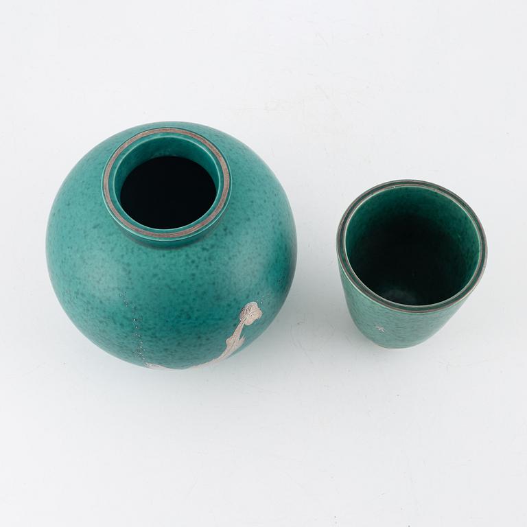 Wilhelm Kåge, two 'Argenta' vases, Gustavsberg.