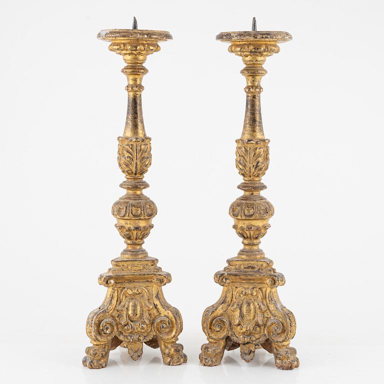 Ljusstakar, ett par, barockstil, troligen 1800-tal.