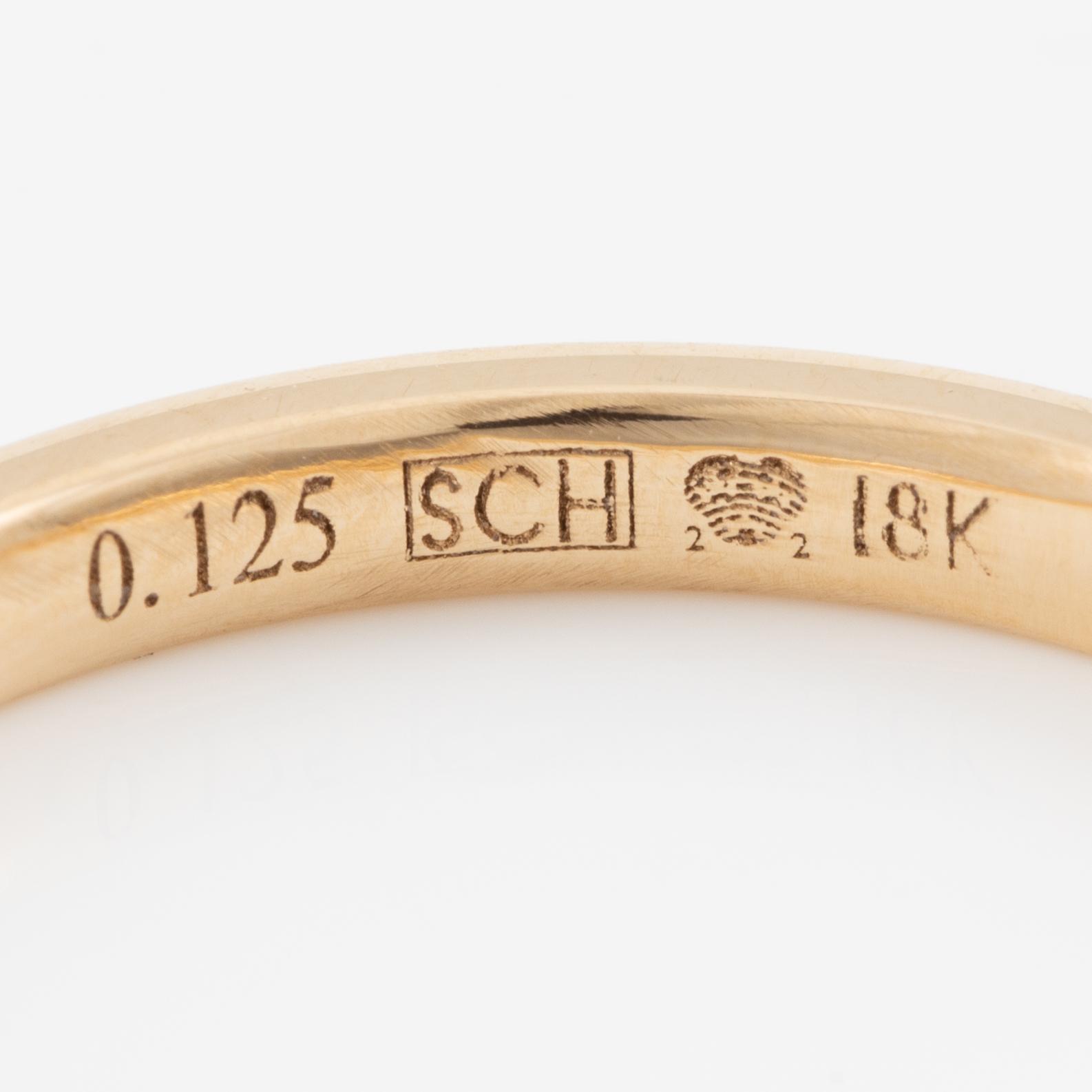 Wedding rings, a pair, Schalins, 18K gold with brilliant-cut diamonds.