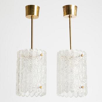 Carl Fagerlund, Ceiling lamps, a pair, Orrefors, second half of the 20th century.