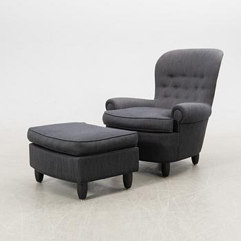 Carl Malmsten, armchair with footstool, "The Giant Toad", O. H. Sjögren, Tranås, 2015.