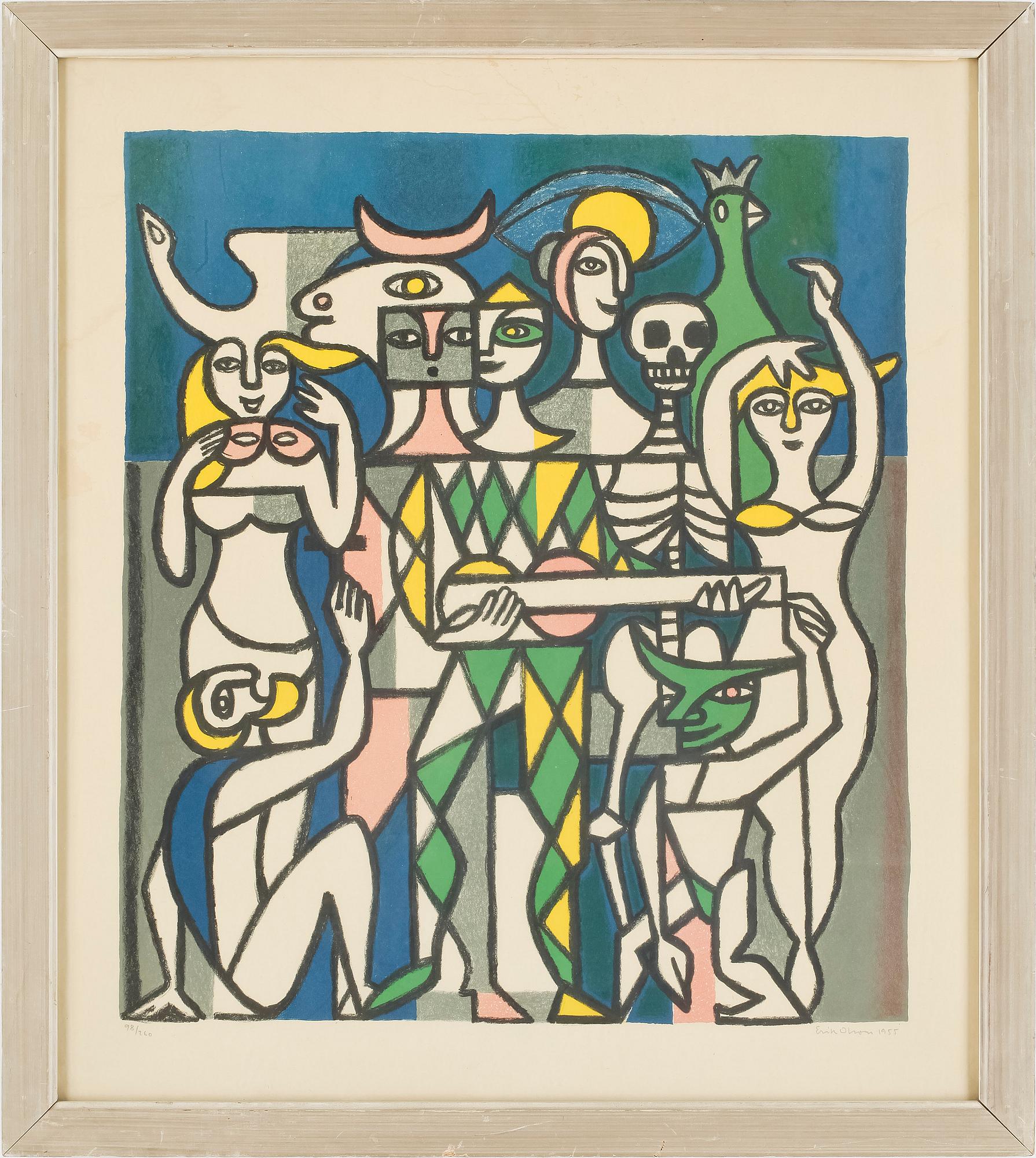 ERIK OLSON, färglitografi, signerad samt daterad 1955, numrerad 98/260.