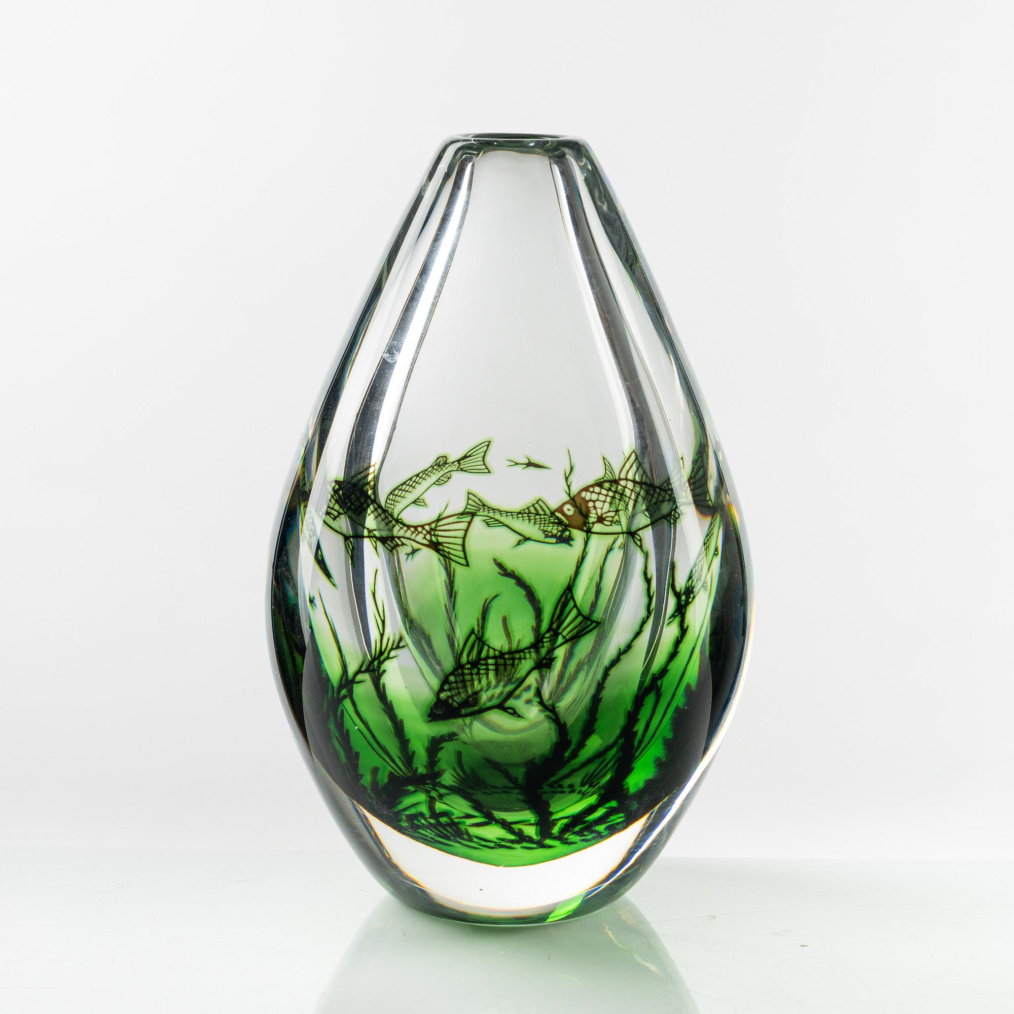 Edward Hald, a graal glass vase Orrefors 1976.