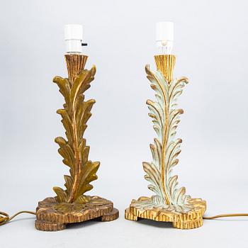 A set of four wood table lamps from Paoletti, Firenze Italy, second half of 20th century.