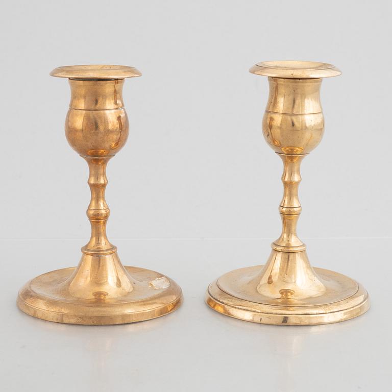 Tree Pairs of Swedish Brass Candlesticks from Skultuna Messingsbruk, 19th Century.