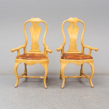 A pair of Swedish late Baroque 18th century armchair.