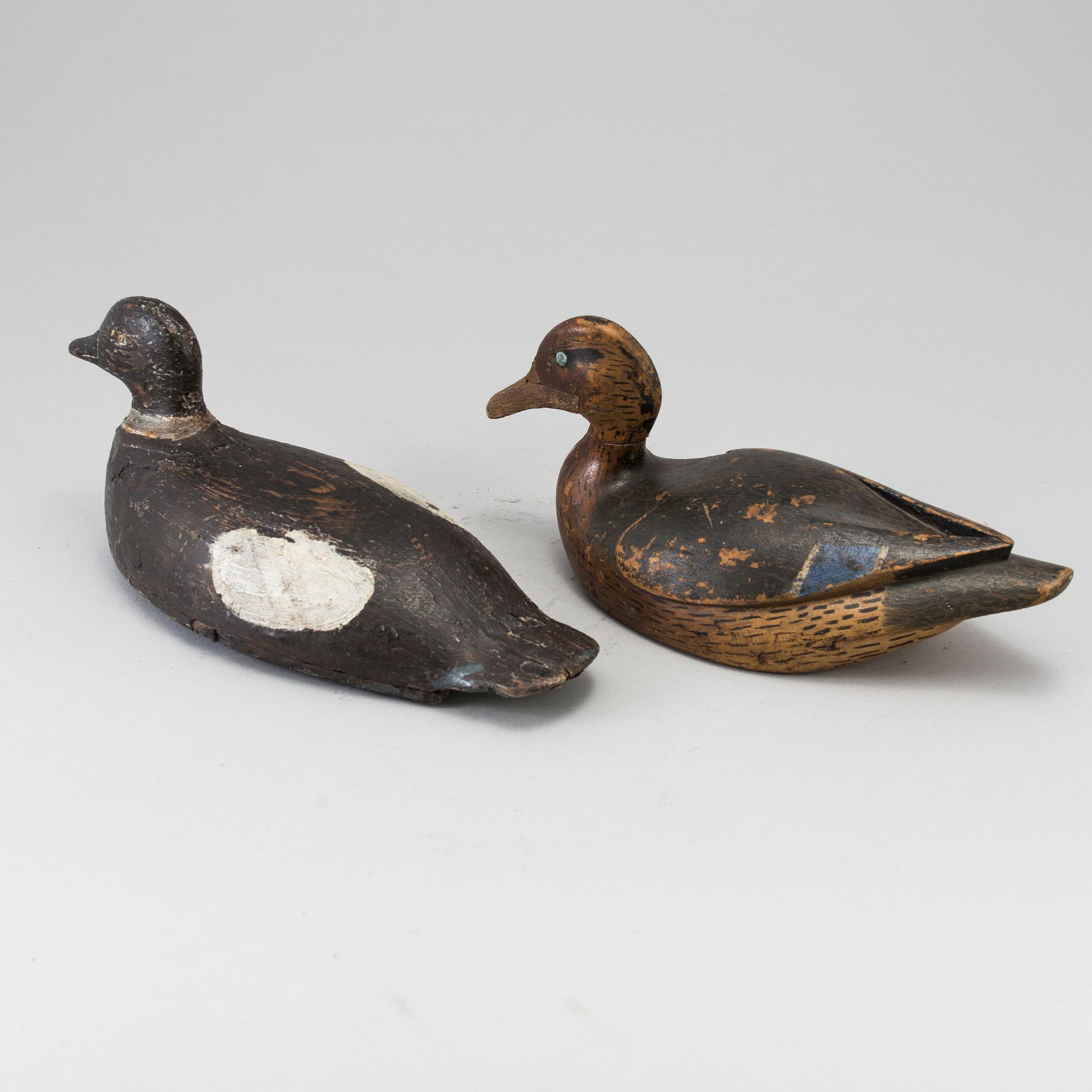 Two painted wood duck decoys early 20th century.