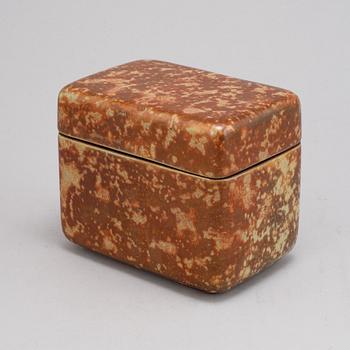 Hans Hedberg, a glazed ceramic lidded box, Biot, France, signed Hbg.