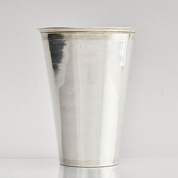 A Swedish late 17th century parcel-gilt silver beaker, mark of Johan Lund, Stockholm 1697.