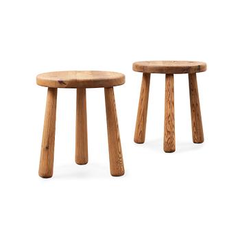 546. A pair of Axel Einar Hjorth 'Utö' pine stools, Nordiska Kompaniet, 1930's.