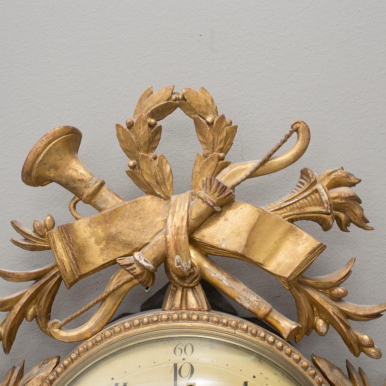 A Gustavian pendulum clock made by Johan Nyberg (1787-1801) in the later part of the 18th century.