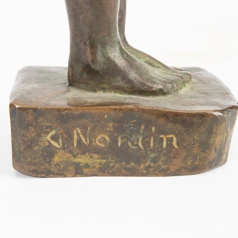 Gunnar Nordin, signerad patinerad brons.