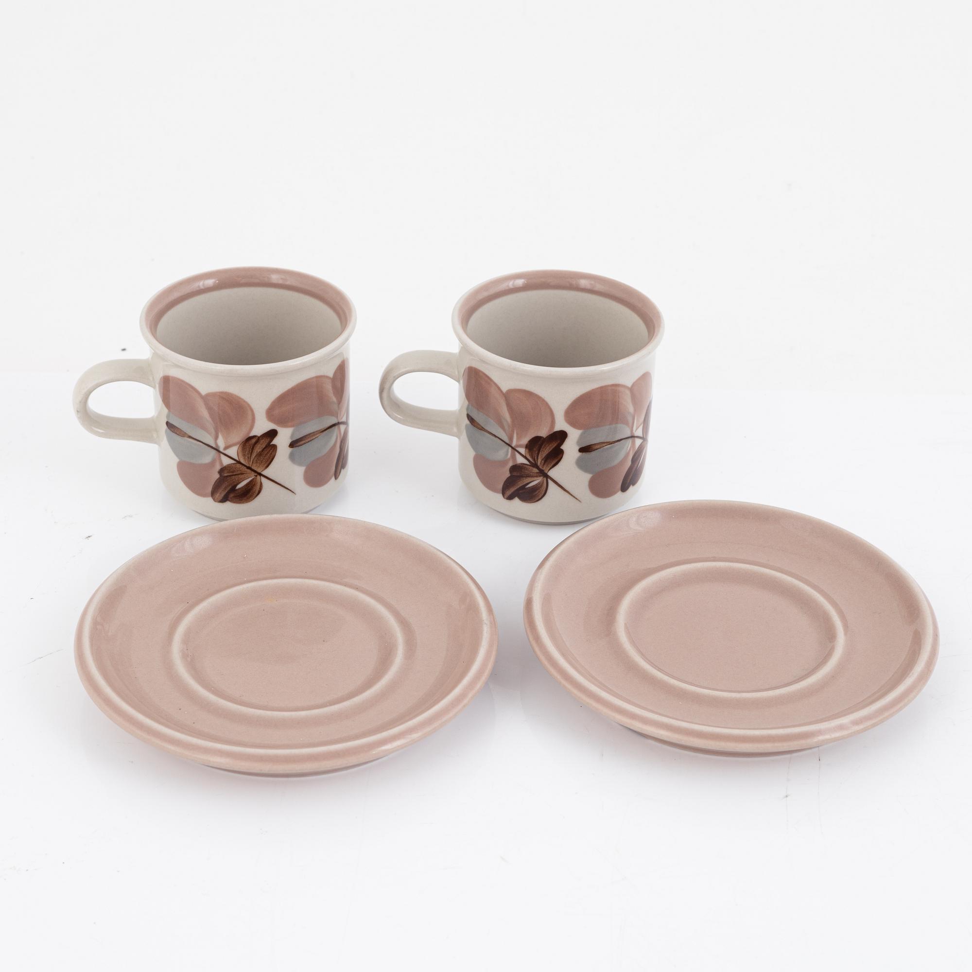 Ulla Procopé, coffee cups with saucers, 11 pcs, "Koralli", Arabia, Finland.