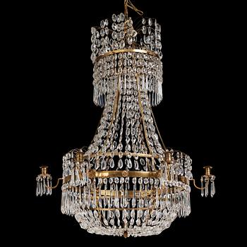 80. A late Gustavian early 19th Century seven-light chandelier.