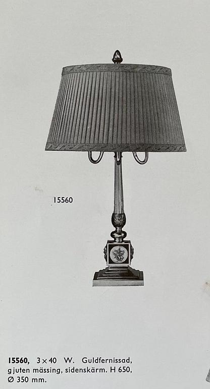 An Empire style table lamp, Böhlmarks, mid-20th Century.