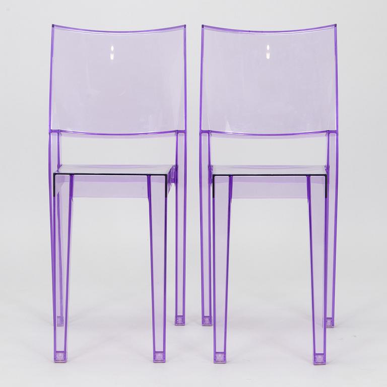 Kartell, Philippe Starck, two "La Marie" chairs and a "Francois Ghost" mirror, Italy.