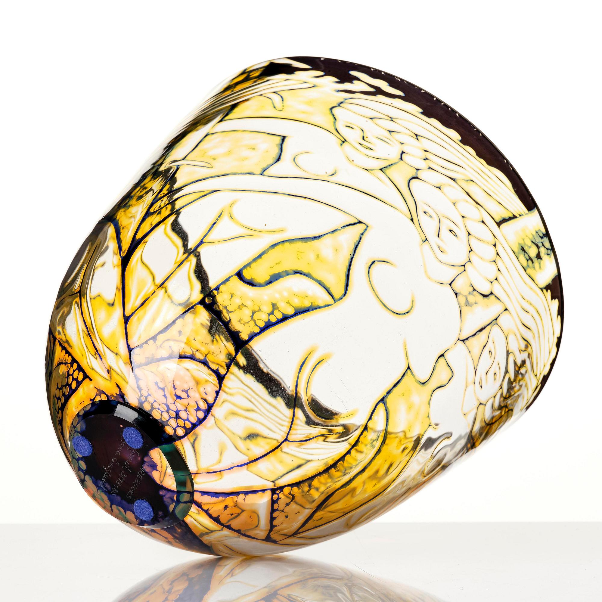 Eva Englund, a graal glass vase, Orrefors, Sweden 1980.