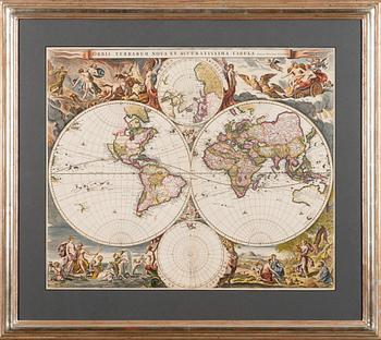 KARTA, Orbis Terrarum Nova et Accuratissima Tabula, Nicolaes Visscher I, 1600-tal.