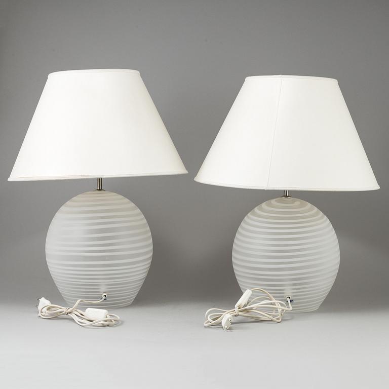 OIVA TOIKKA, a pair of table lamps, signed Oiva Toikka, Nuutajärvi, late 20th century.