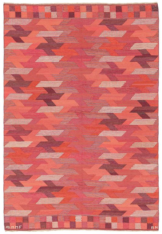 Barbro Nilsson, matta, "Rödarp", gobelängteknik, 223 x 154 cm, signerad AB MMF BN.