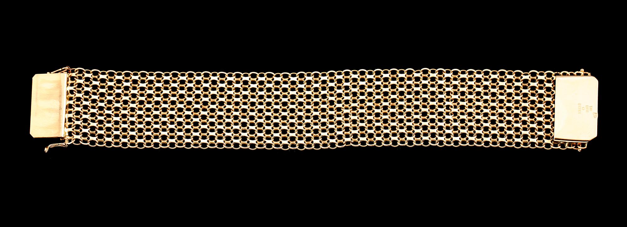 ARMBAND, 18 k guld, 1968, x-länk. Vikt ca 36 gram.