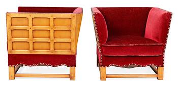 849. A pair of armchairs attributed to Elias Barup, "The Spanish Set" for Gärsnäs, Sweden 1920-30's.