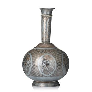 439. A metal base enamelled and silver inlay Surahi, Bidar, Deccan India 19th century.