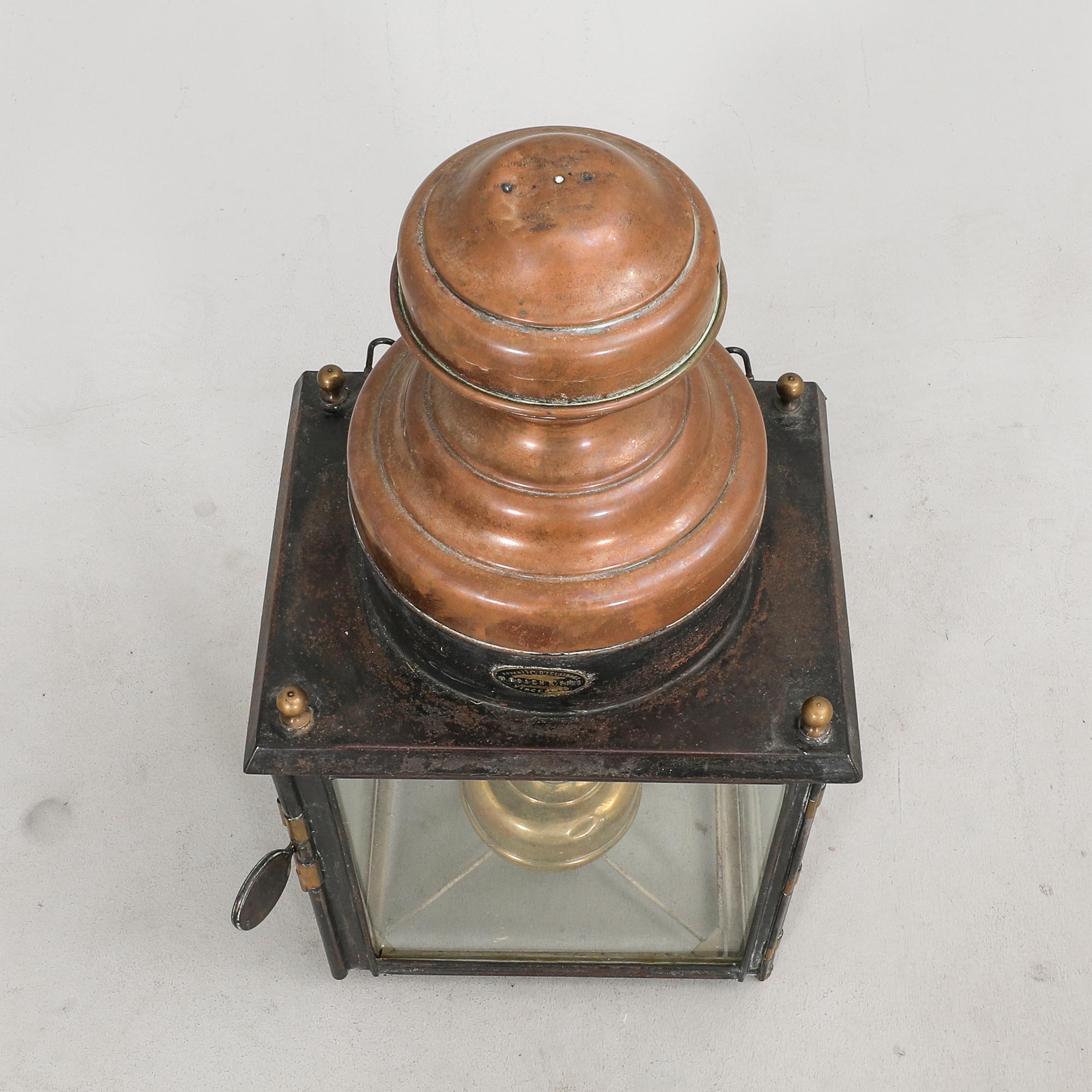 A Mobach & fils copper lantern around 1900.