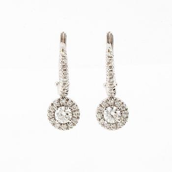 Crivelli, a pair of 18K white gold earrings with round brilliant-cut diamonds, Alessandria Italy.