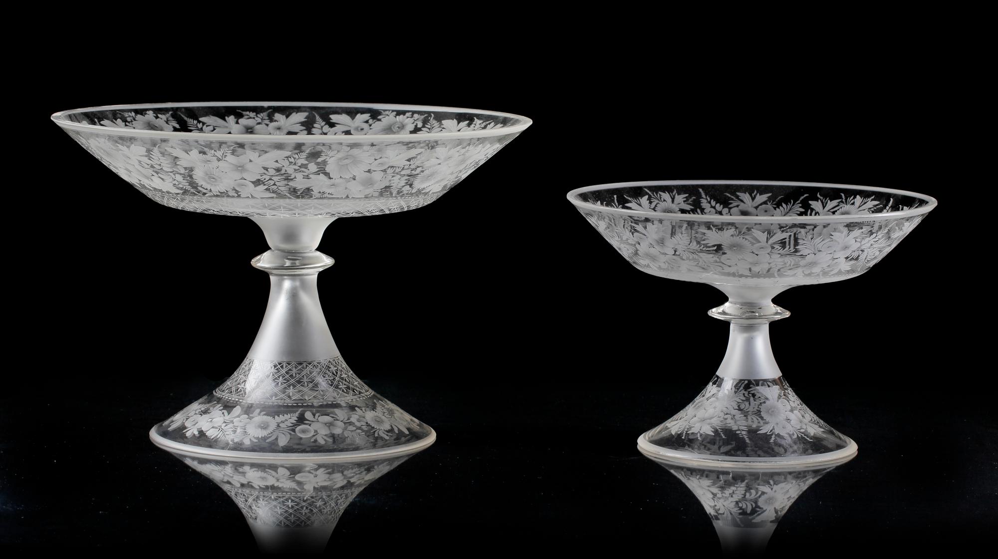 SKÅLAR PÅ FOT, glas, 1800-talets andra hälft.