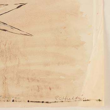 CO Hultén, mixed media on paper, signed and executed in the 1950s.