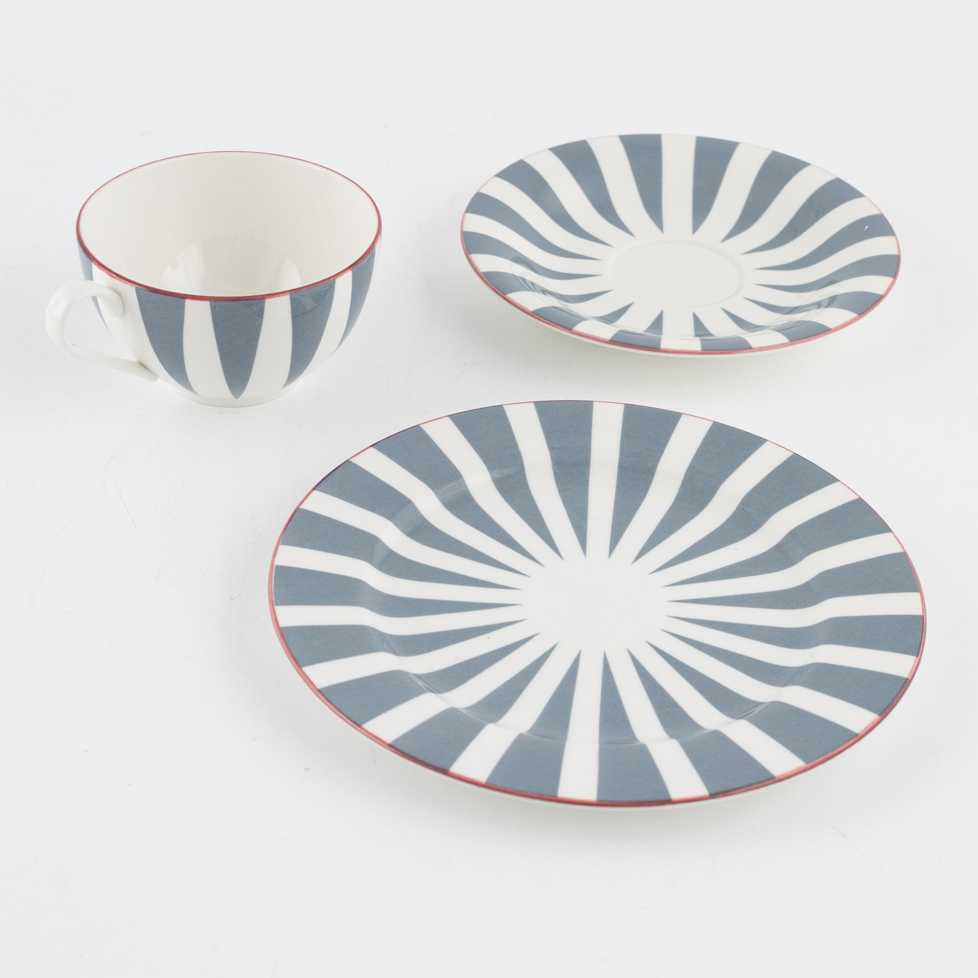 Tekoppar samt assietter, 15 delar, 'Plus',  Rörstrand.