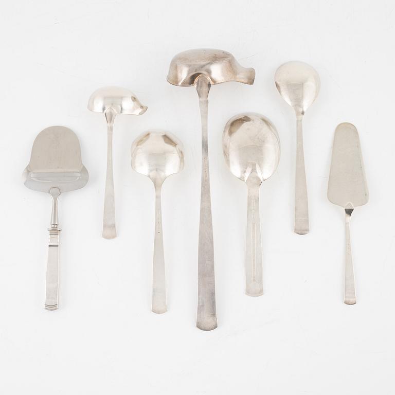 Jacob Ängman, serving cutlery, 7 pieces, silver, "Rosenholm", GAB, Eskilstuna 1976-77.