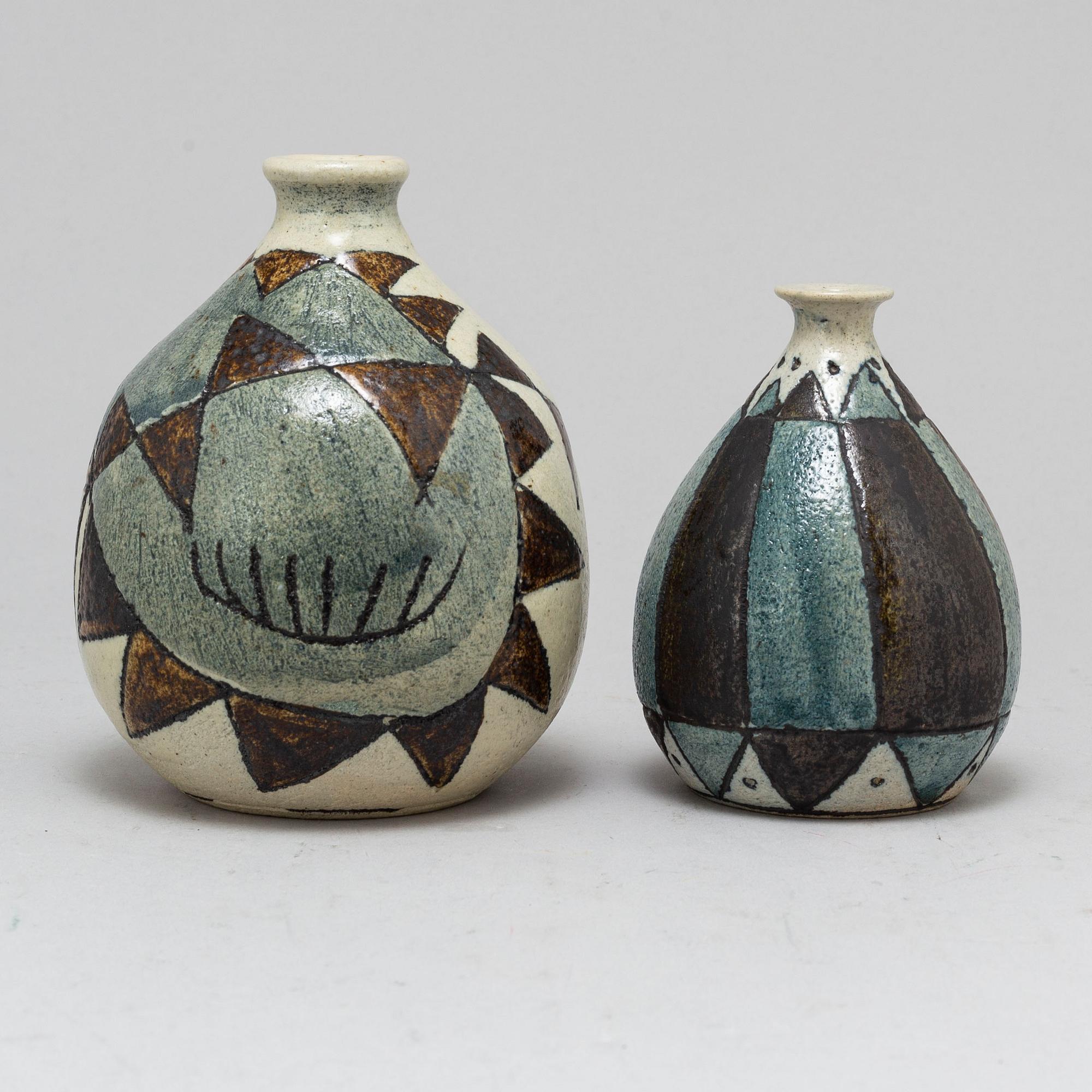 ANDERS BRUNO LILJEFORS, vaser, 2 st, Gustavsbergs studio 1952.