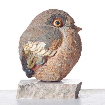 Tyra Lundgren, a stoneware sculpture of a bird, Sweden, dated 1967.