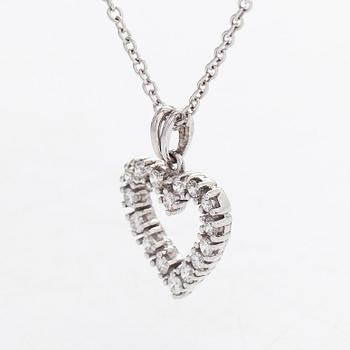 Necklace, 14K white gold, heart-shaped pendant with diamonds totaling approx. 0.50 ct.