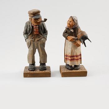 HERMAN ROSELL, 2 st, träskulpturer, signerade och daterade 1930.