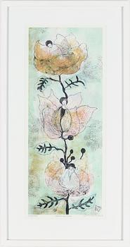 Catharina Edlund · CATHARINA EDLUND, "Blombarnen", färglitografi, signerad och numrerad 292/385.