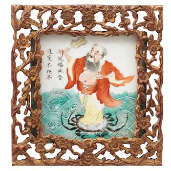 KAKELPLATTOR, sex stycken, porslin. Qingdynastin, 1800-tal.
