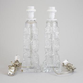 BORDSLAMPOR, ett par, glas, Reijmyre. 1960-tal.